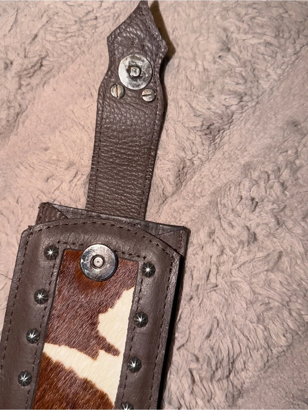 American West brown leather cowhide case belt clip western studded pouch